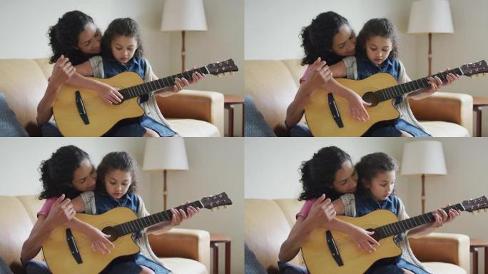 快乐混血母女弹吉他