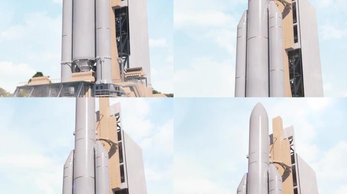 发射台上的太空火箭建立了射击