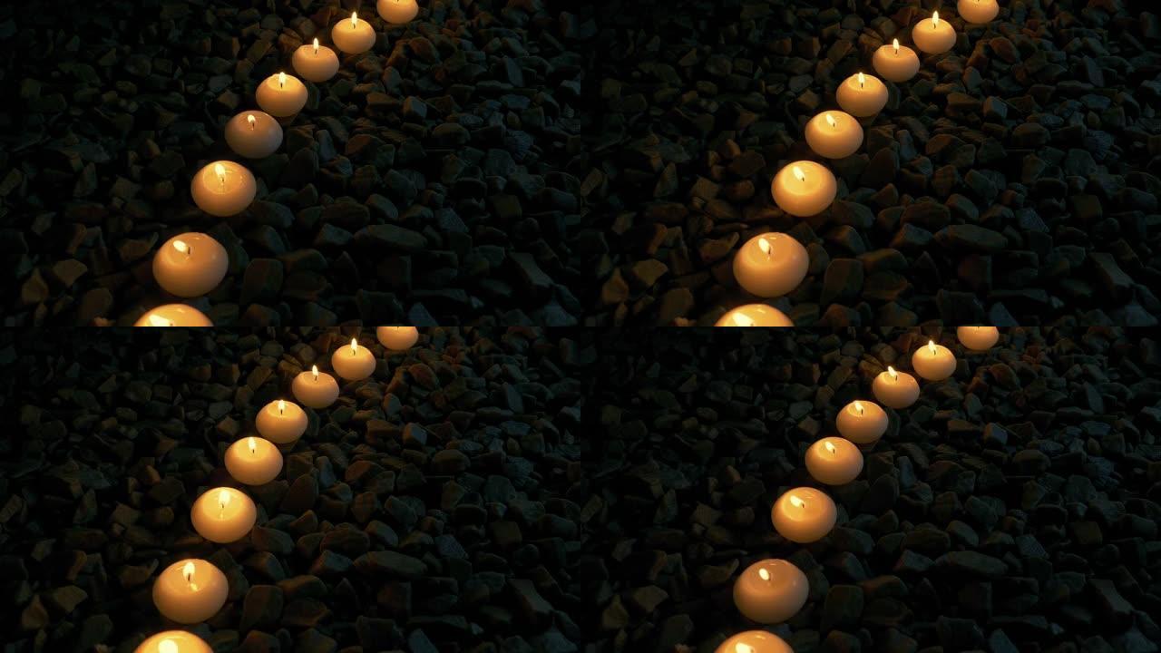蜡烛环在黑暗中发光