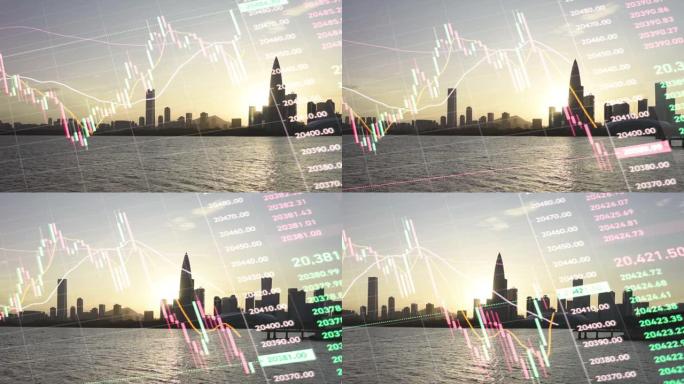 R/T WS深圳城市景观延时与股市金融交易