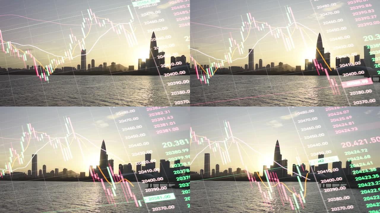 R/T WS深圳城市景观延时与股市金融交易