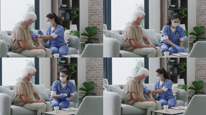 一名女护士注射老年患者的4k录像