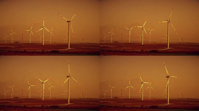 西澳风力涡轮机在黄金时段旋转