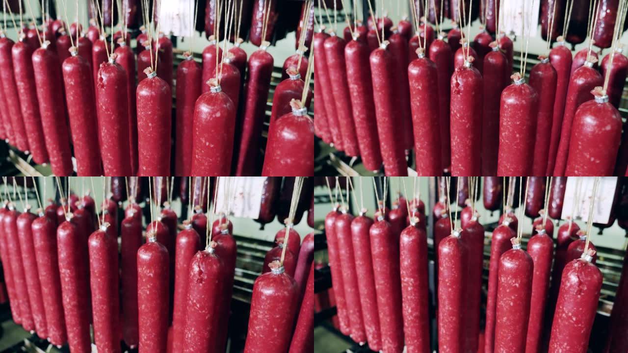 肉类包装厂煮的红香肠。