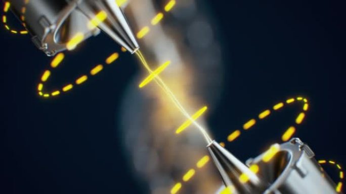 3D在近距离旋转中渲染了mechanral DNA分子中的未来派联系