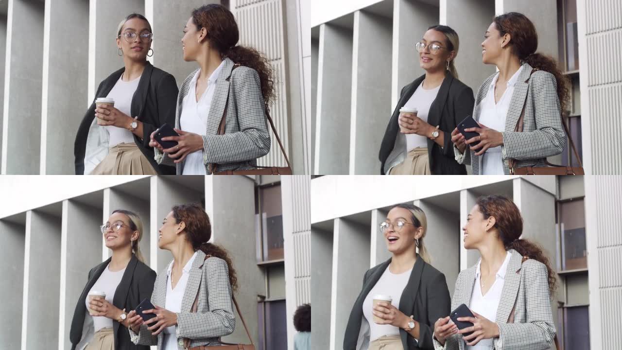 两名女商人走出办公室的4k录像