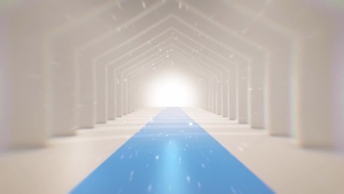 飞越未来主义白色隧道 (可循环) 照明走廊的概念，室内设计，宇宙飞船，抽象，科学，技术，科学，建筑，