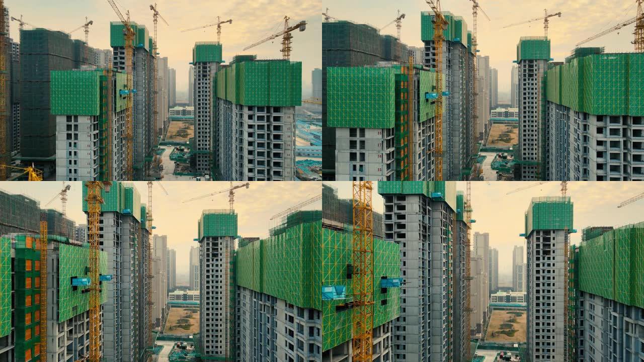 建筑工地鸟瞰图基建工程城市建设大楼建设
