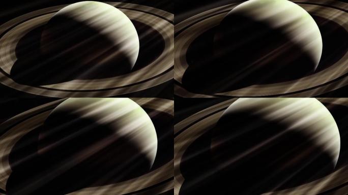 土星行星和太阳光线。NASA提供的这段视频的元素。4k分辨率。
