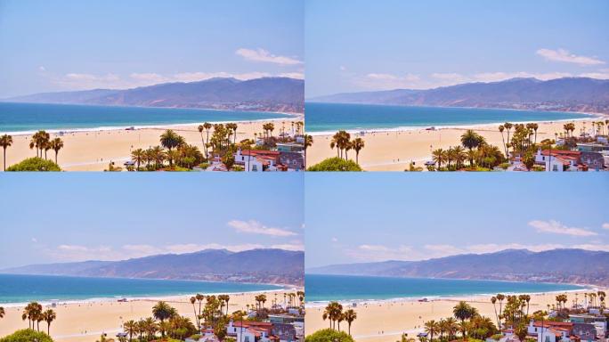 洛杉矶海边。棕榈树。海洋。晴天