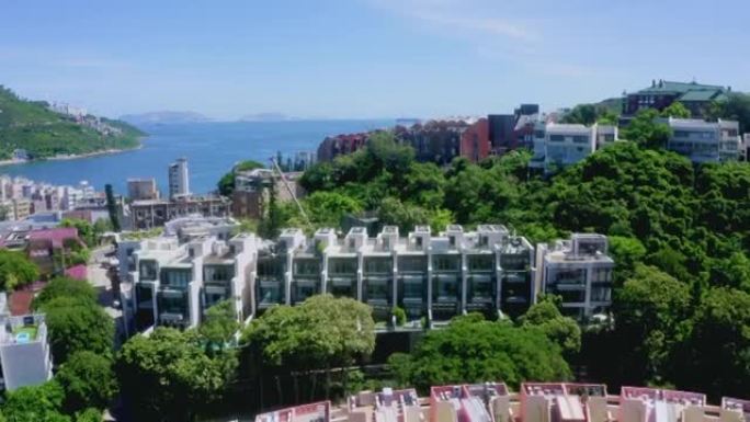 香港赤柱湾海和豪宅的无人机景观