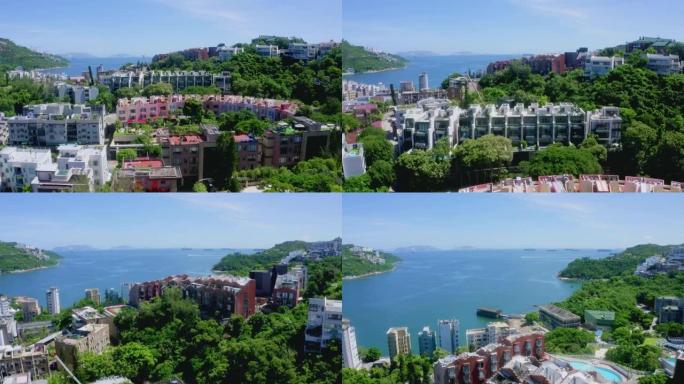 香港赤柱湾海和豪宅的无人机景观