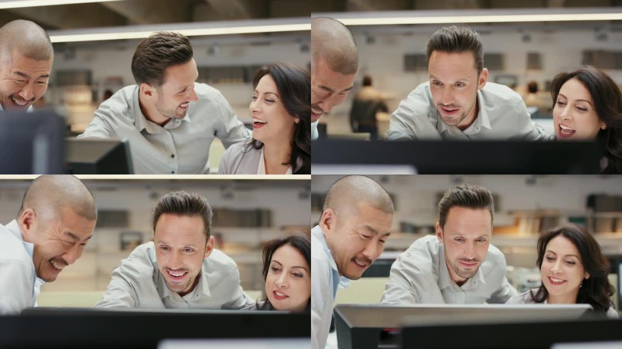 在办公室使用计算机时讨论的各种商人的4k视频片段