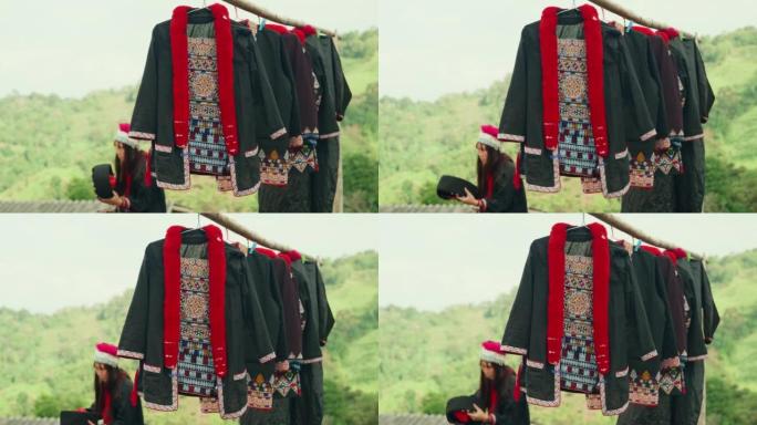 山上的部落服装。少数民族服饰视频素材