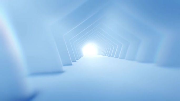 穿越未来主义的蓝色隧道 (可循环) 照明走廊的概念，室内设计，宇宙飞船，抽象，科学，技术，科学，建筑