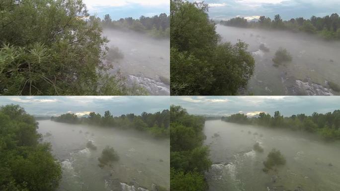 空中: 河上的雾和薄雾