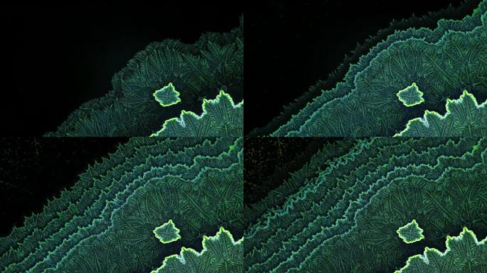 可食用色素的结晶在显微镜下看起来像波浪逐层推进