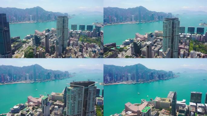 香港九龙大楼香港宣传片航拍都市建筑群