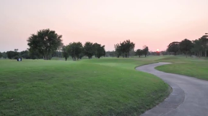 在乡村的高尔夫球场，绿色的高尔夫球场，高尔夫假日。体育cinemagraph。高尔夫球的概念