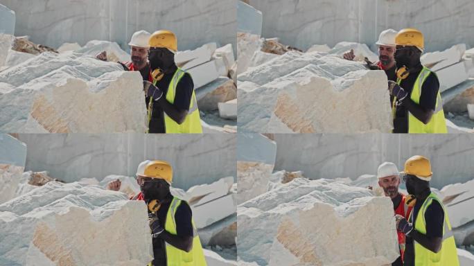 两名专家检查大理石石材的质量