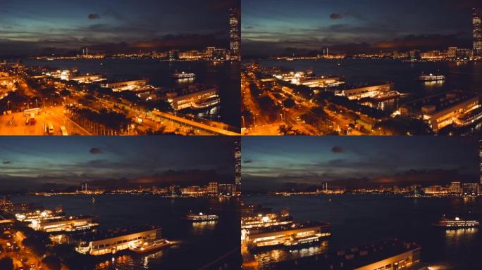 香港中环中环夜间的中环码头