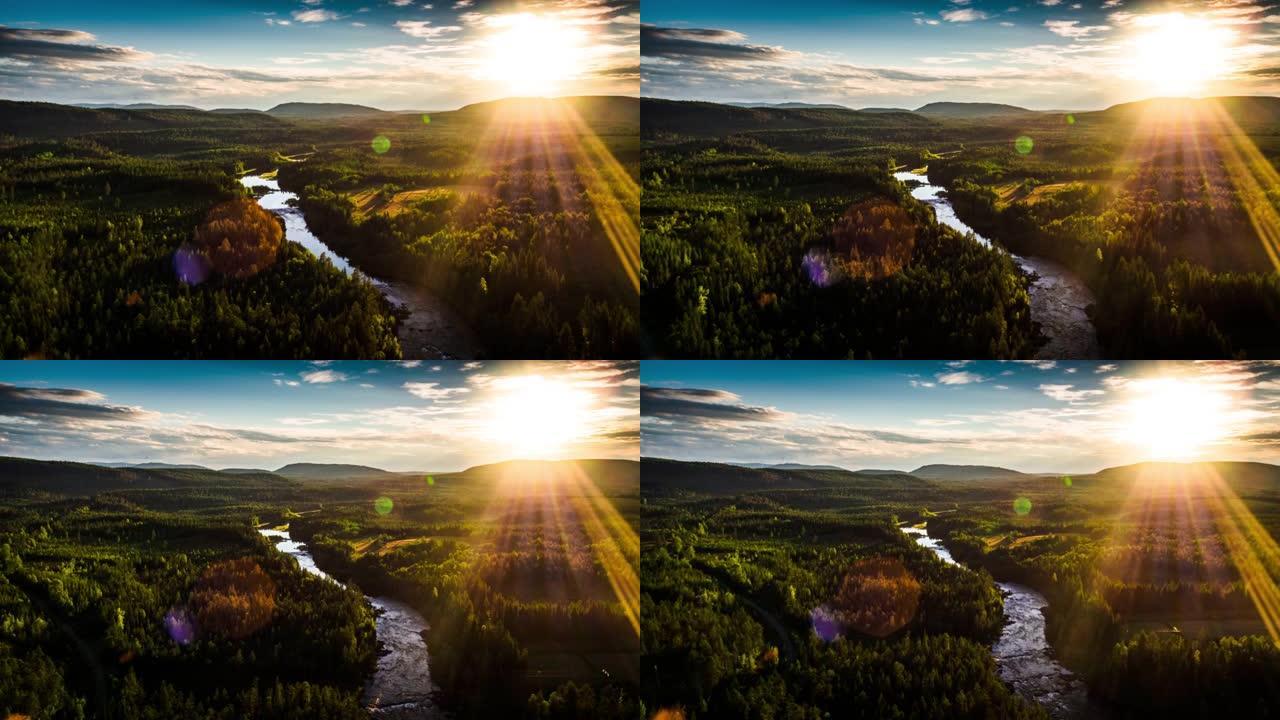 瑞典拉普兰的斯堪的纳维亚景观-空中拍摄