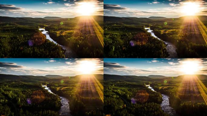 瑞典拉普兰的斯堪的纳维亚景观-空中拍摄