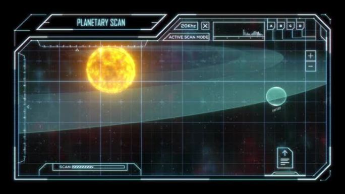 HUD风格计算机显示器中行星轨道的图形表示