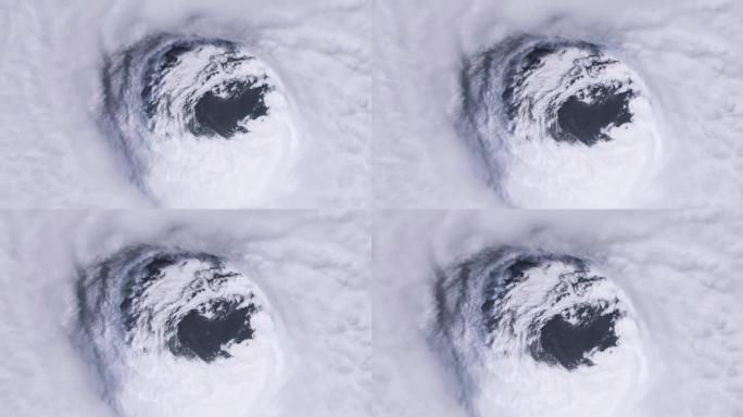 从太空看到的飓风之眼。NASA提供的这段视频的元素。4k分辨率。