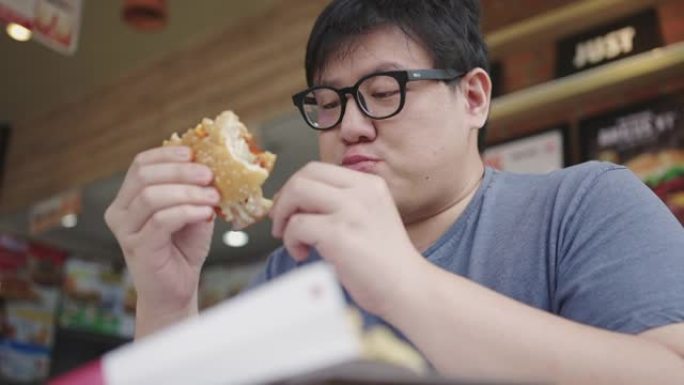 汉堡时间高脂肪高热量肥胖男人