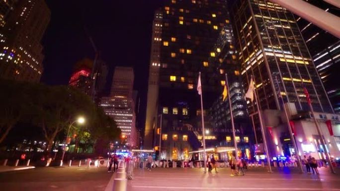 曼哈顿市区之夜。美国国外外国街景夜景