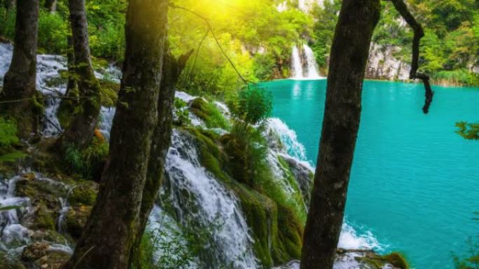十六湖国家公园自然瀑布的风景
