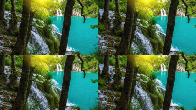 十六湖国家公园自然瀑布的风景