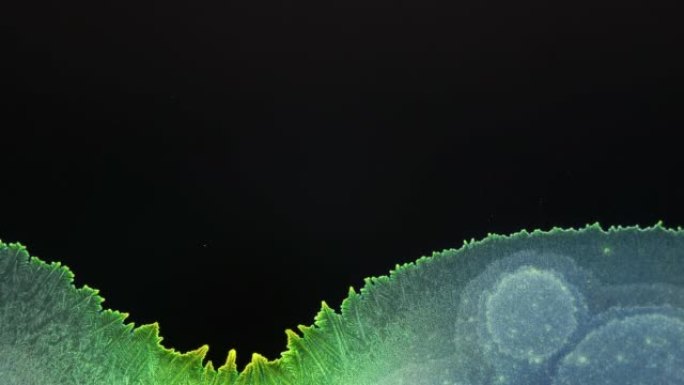 可食用色素的结晶在显微镜下看起来像波浪逐层推进