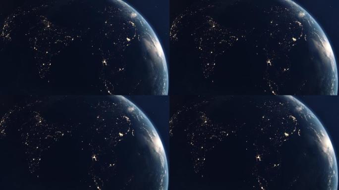从地球轨道上看到的亚洲夜城之光