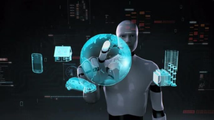 机器人触摸智能住宅，工厂，建筑，汽车，移动连接物联网。4千。