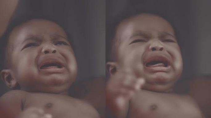婴儿尖叫和哭泣婴儿非洲儿童大哭