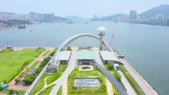 香港启德建筑工地无人机视图