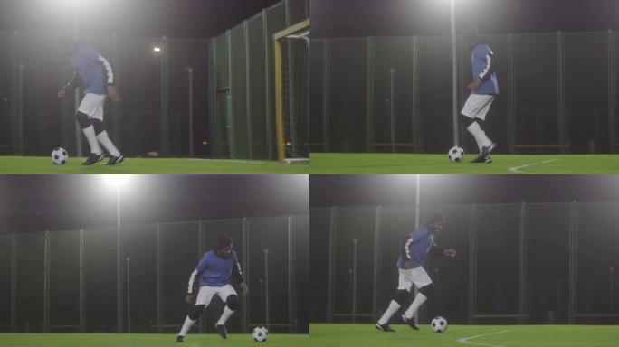 男子用足球练习宣传片实拍视频素材