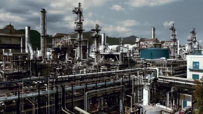 鸟瞰炼油厂、工业炼油厂石化厂