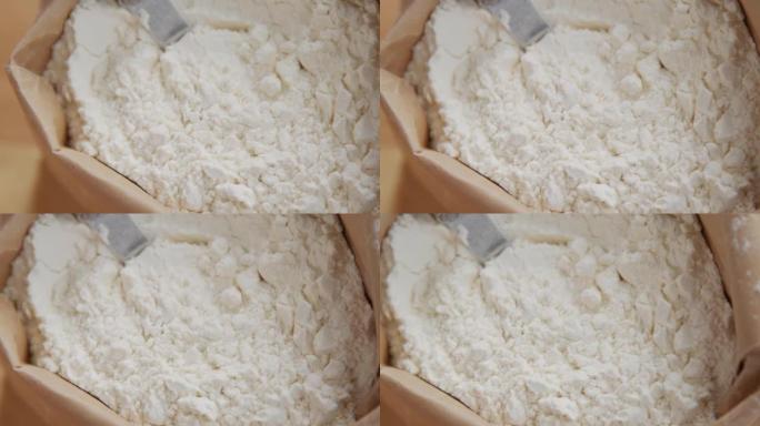 纸袋中的小麦粉面粉特写面粉视频面粉素材