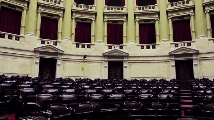 在阿根廷布宜诺斯艾利斯冠状病毒隔离期间，阿根廷国民议会众议院。4K分辨率。
