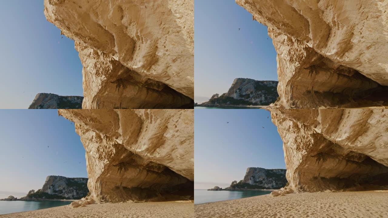 意大利撒丁岛卡拉卢纳洞穴的慢动作视图。