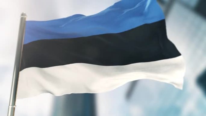 爱沙尼亚国旗。慢动作
