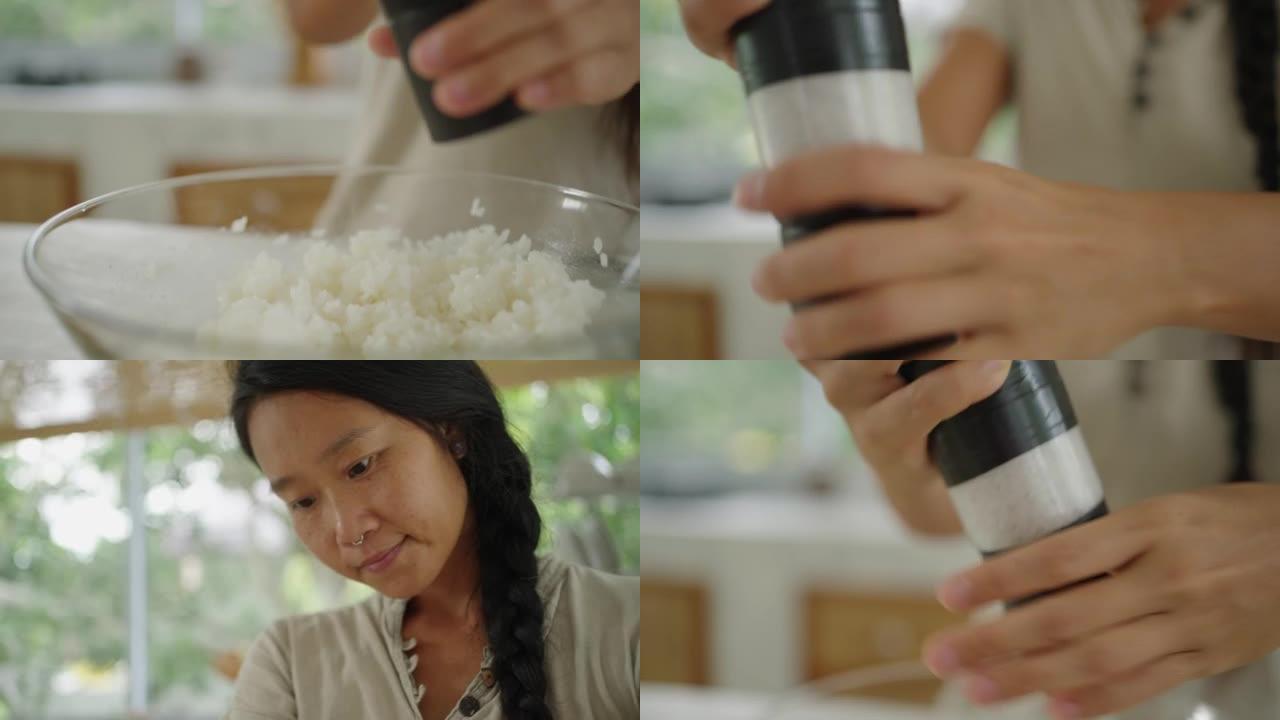 日本妇女的B卷调味大米