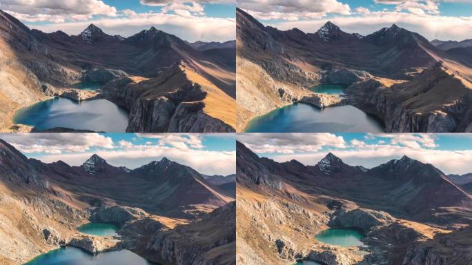 川西高原无人湖风景航拍美景