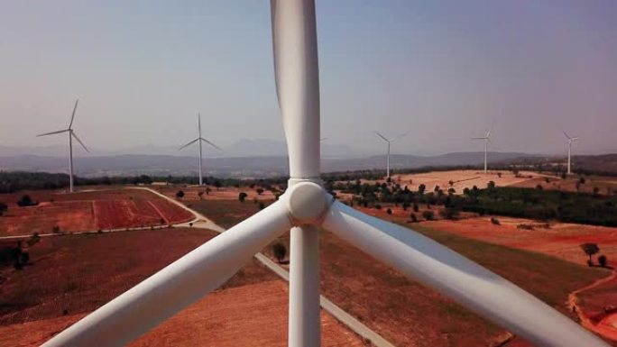 风车替代能源、风力涡轮机的鸟瞰图