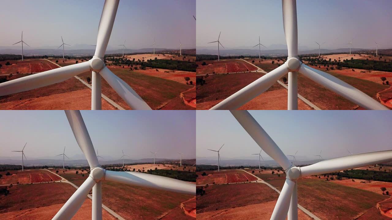 风车替代能源、风力涡轮机的鸟瞰图