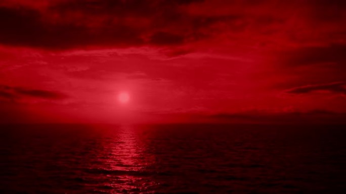 带着红色的太阳在海上旅行