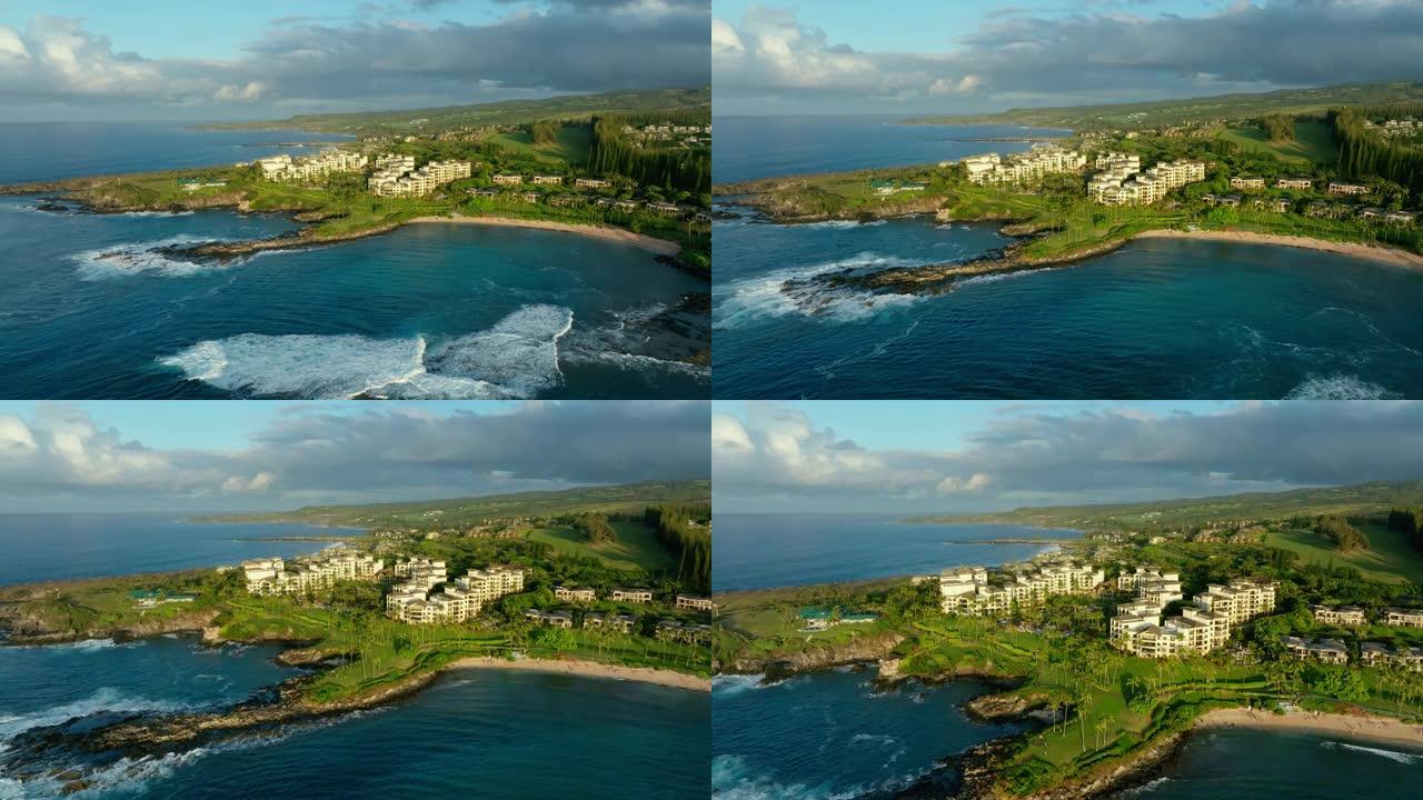 夏威夷毛伊岛海岸线鸟瞰图